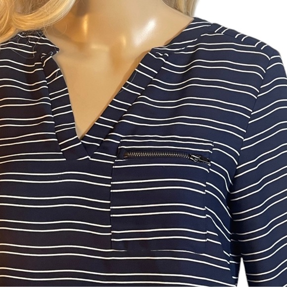 MAURICES Dark Blue and White Striped V-Neck Top - Picture 4 of 10